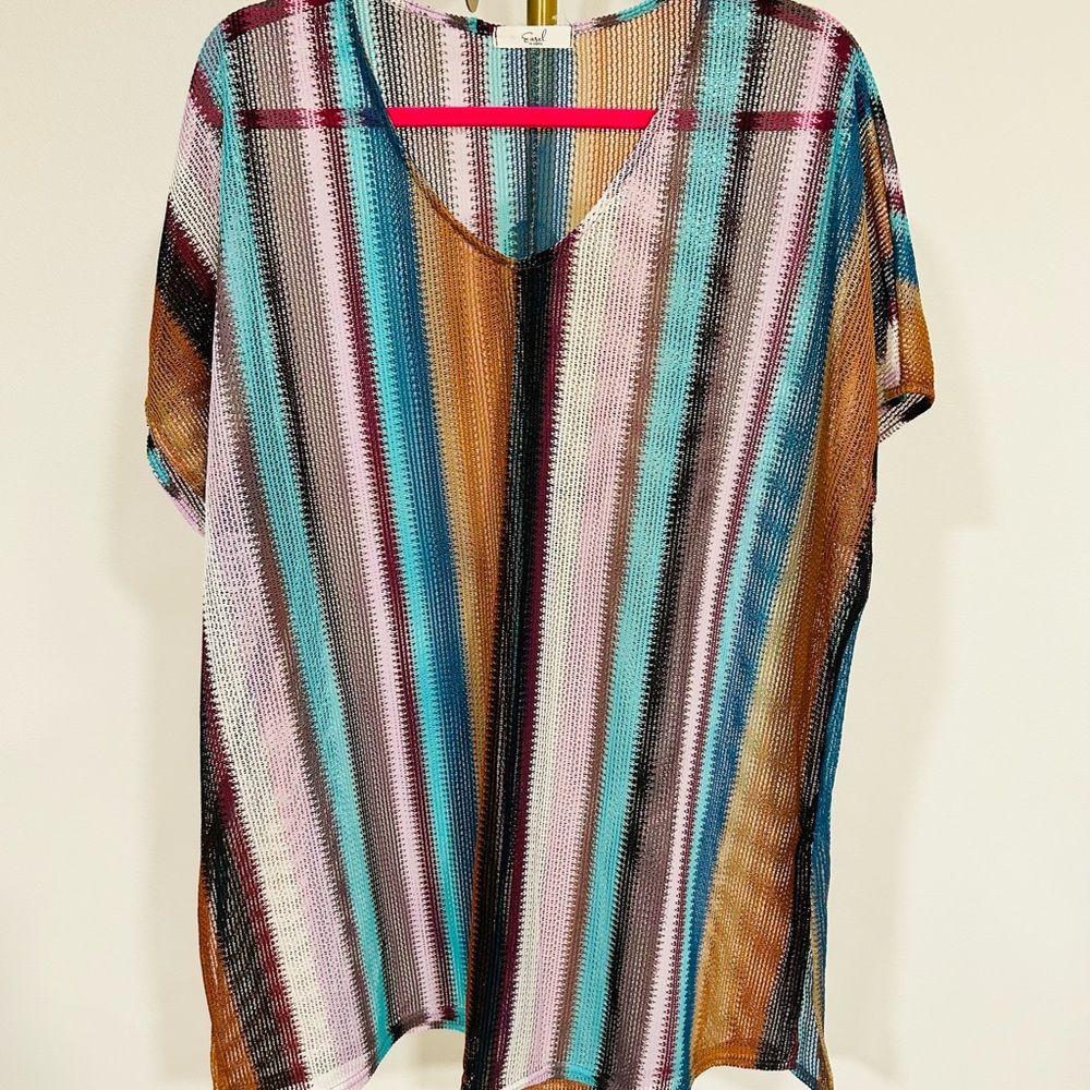 Multicolor Striped V-Neck Top